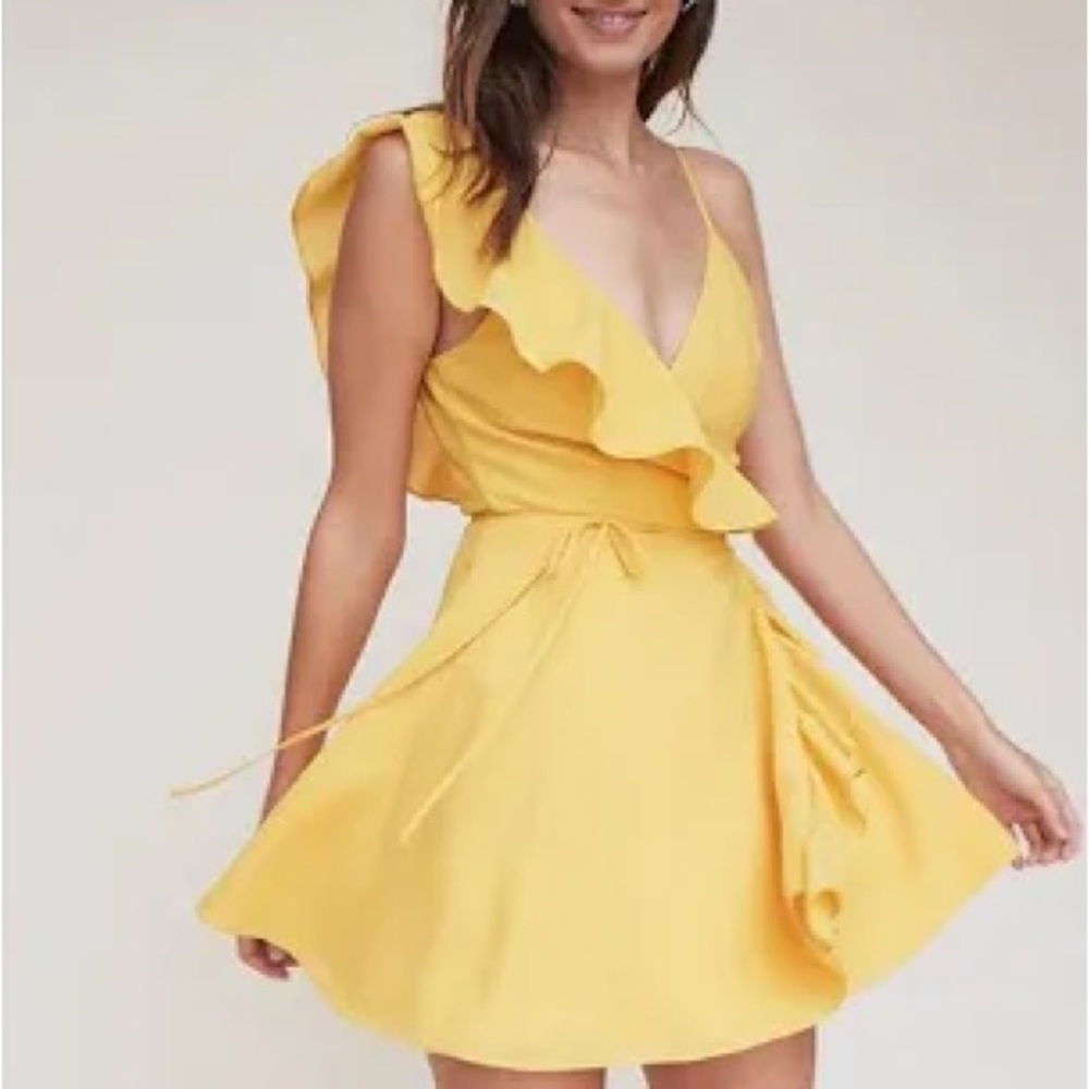LPA Yellow wrap dress